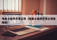 電商小程序開發(fā)公司（電商小程序開發(fā)公司有哪些）