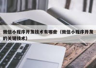 微信小程序開發(fā)技術(shù)有哪些（微信小程序開發(fā)的關(guān)鍵技術(shù)）