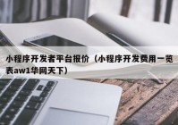 小程序開發(fā)者平臺報價（小程序開發(fā)費用一覽表aw1華網天下）