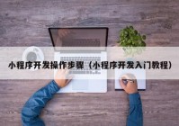 小程序開發(fā)操作步驟（小程序開發(fā)入門教程）