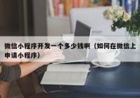 微信小程序開發(fā)一個多少錢?。ㄈ绾卧谖⑿派仙暾埿〕绦颍? /></a>
		</div>
		<div   id=