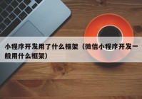 小程序開發(fā)用了什么框架（微信小程序開發(fā)一般用什么框架）