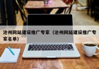 滄州網(wǎng)站建設推廣專家（滄州網(wǎng)站建設推廣專家名單）